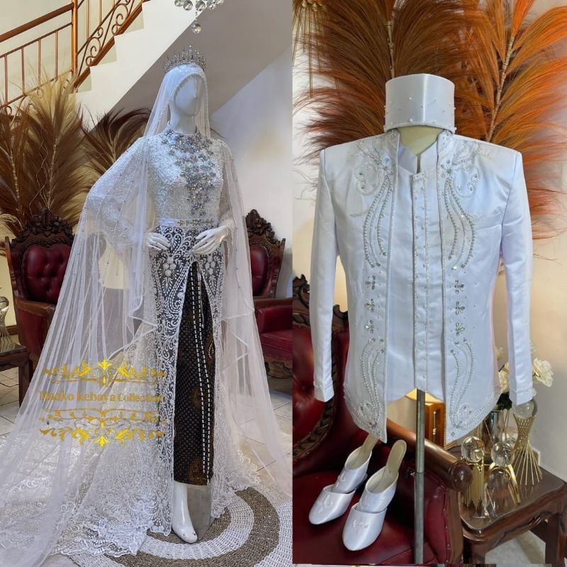 Sepasang kebaya pengantin akad | kebaya pengantin akad | kebaya pengantin akad putih | kebaya pengan