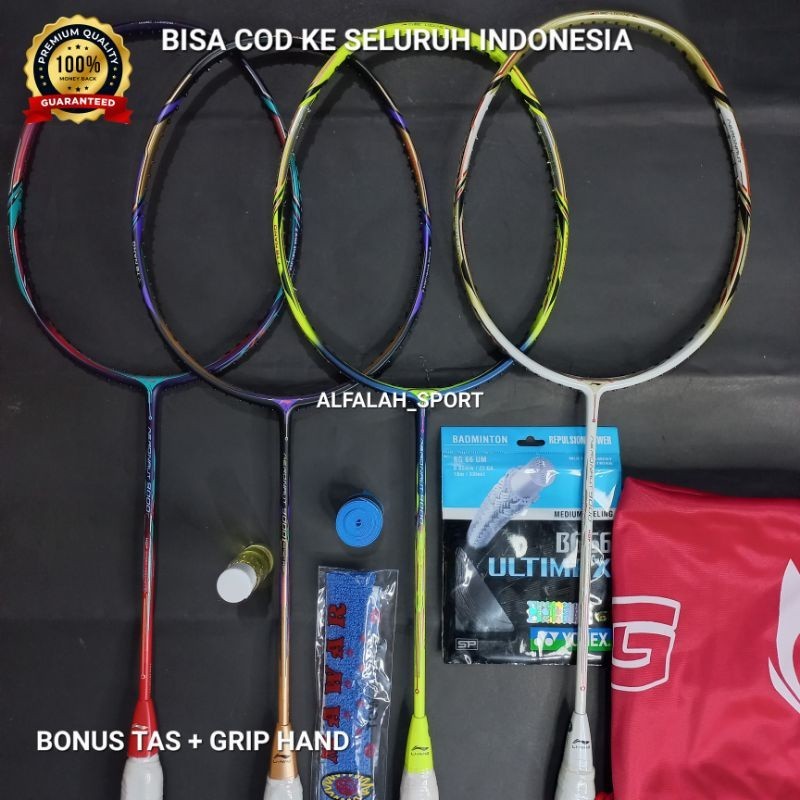 Raket Badminton Lining Aeronaut 9000 HDF 30 Lbs [Free Tas &amp; Grip] Bahan Carbon Berkualitas