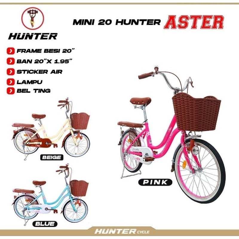 SEPEDA PEREMPUAN REMAJA / DEWASA MINI 20 / 24 / 26 INCH HUNTER ASTER / TULIP MURAH ORIGINAL SURABAYA