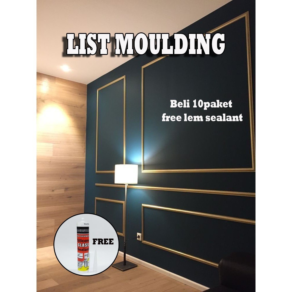 TT PAKET  2 Pcs Border Profil Lis Molding Tembok List Wall Moulding Gold PVC Ukiran Dinding