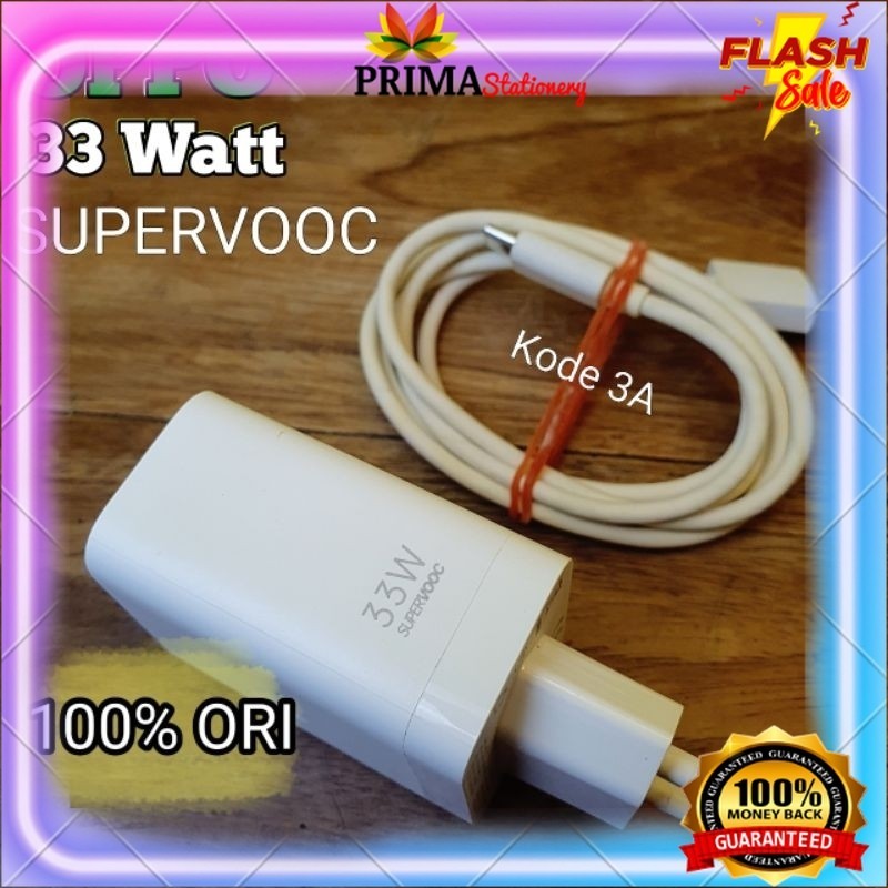 Charger Oppo 33watt Original 100% Bawaan HP SUPERVOOC Type C kode 3A (second)
