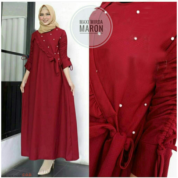 Baju Maxi mirda maroon RO Maxi Wanita balotelly maroon Kekinian