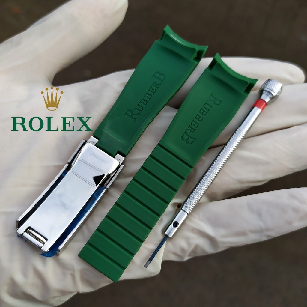 Strap Rolex Rubber B + Buckle khusus Rolex Gmt/Yact master 20mm Model Curve Swiss - Hijau