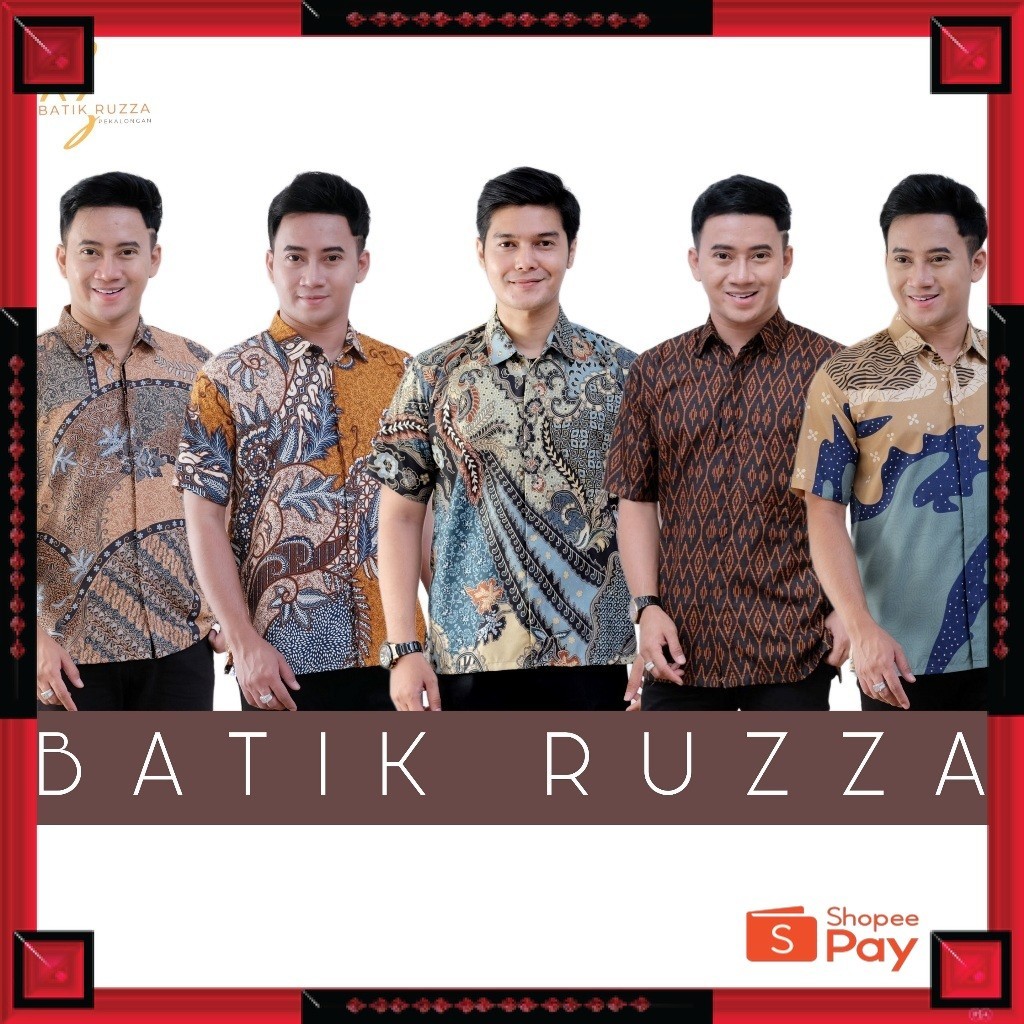 [PREMIUM ORIGINAL] Kemeja Batik Pria Lengan Pendek Motif Modern Abu Sage Hitam Coklat Cowok Laki Dew