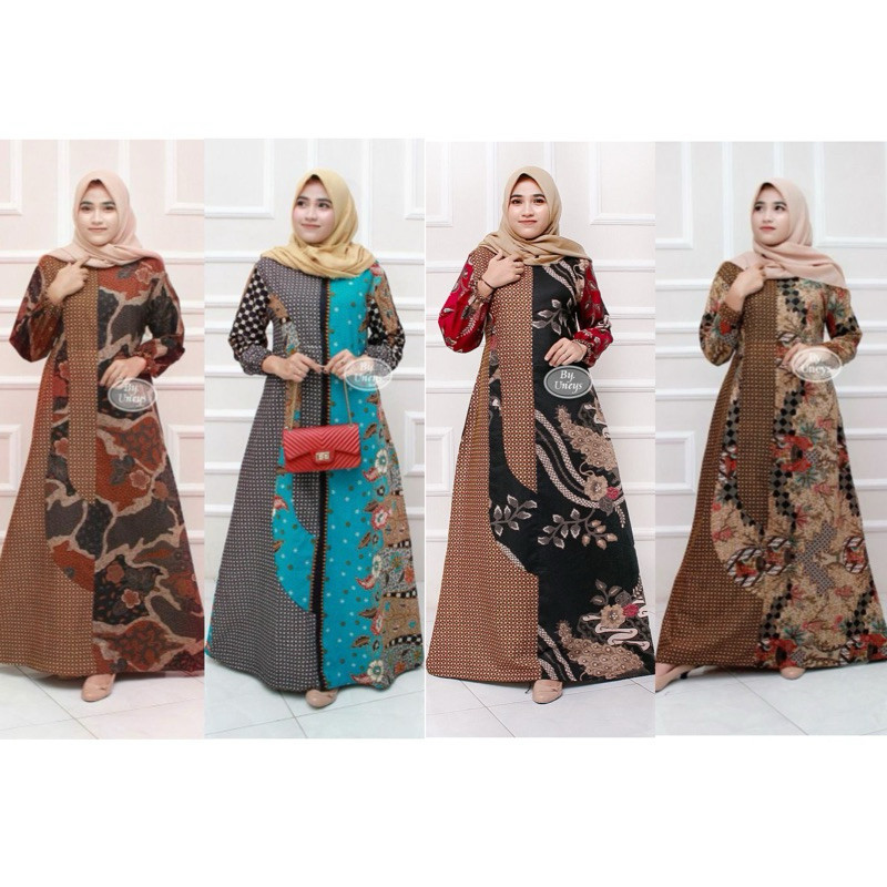 Gamis Batik Modern Murah Katun Halus Kombinasi Truntum, Ori GAMIS BATIK Pekalongan BIG SIZE JUMBO//B