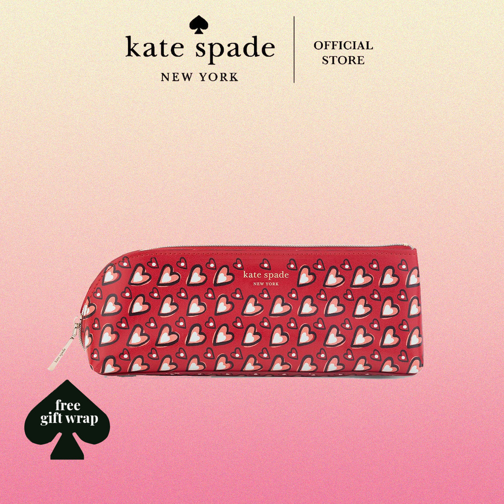 

Kate Spade Stationery Pen and Pencil Case with School Supplies, Zip Pouch Includes 2 Pencils, Sharpener, Eraser, and Ruler - Hearts