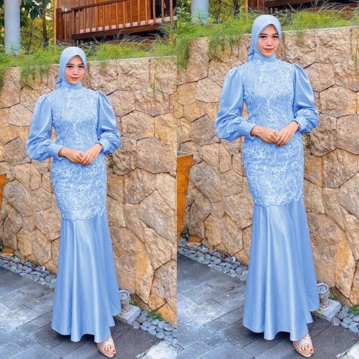 GAMIS XXL DELUNA biru muda dress baju pesta KONDANGAN Murah DES at -Agr