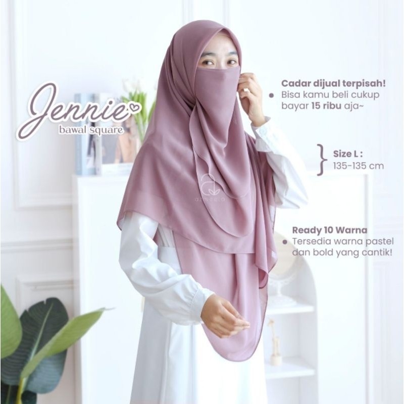 Terlaris ~Hijab Segiempat JENNIE SQUARE Bawal Malaysian Style by AZMEELA Hijab  Kekinian Hijab Premi
