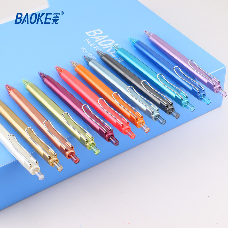 

Baoke 12 Warna Pulpen Gel 0.5mm Klip Logam Retractable Gel Pena Pc3778 1pcs