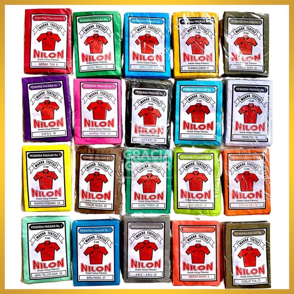 WANTEK PEWARNA PAKAIAN CAP NILON WARNA LENGKAP BIRU UNGU MERAH MUDA HITAM KUNING ORANGE SALEM HIJAU 