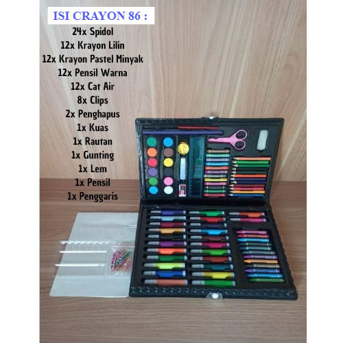 

ART SET 86 PCS PENSIL WARNA CRAYON / PERALATAN MELUKIS / KADO ULTAH ANAK / PENSIL WARNA ANAK