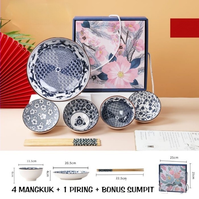 

✨LARIS✨ -Japanese Wedding Gift Hampers Aburi Plate & Bowl | Kado Nikah - 4 Bowl+1Plate