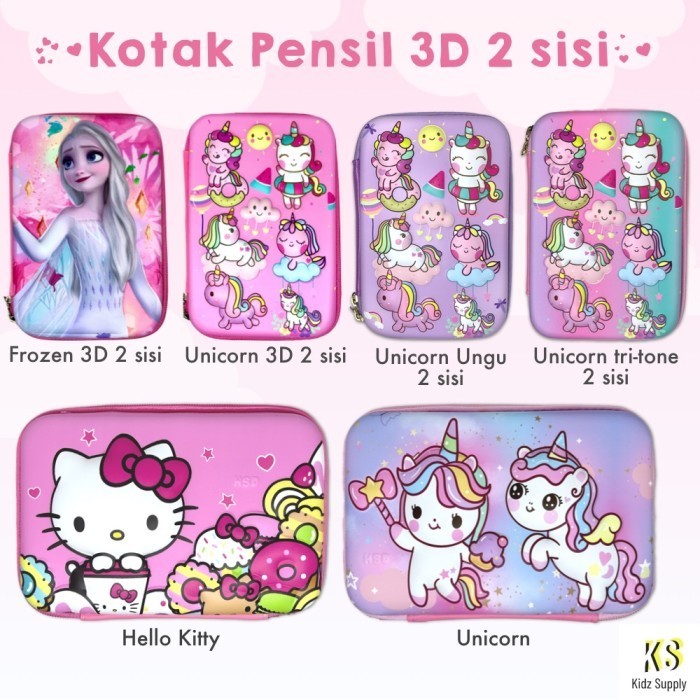 

✨NEW✨ -Tempat Pensil Unicorn Kotak Pensil anak perempuan Hardcase 3D lucu - Unicorn Biru