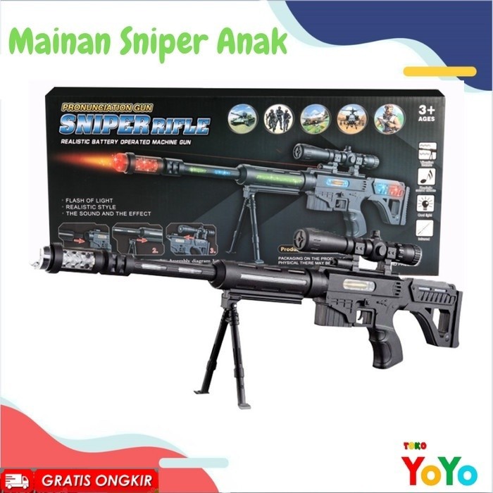 TokoYoyo Mainan Anak Laki Laki Tembak Tembakan Sniper Gun ada Lampu Laser Kado Anak 2 3 4 5 6 7 8 ta