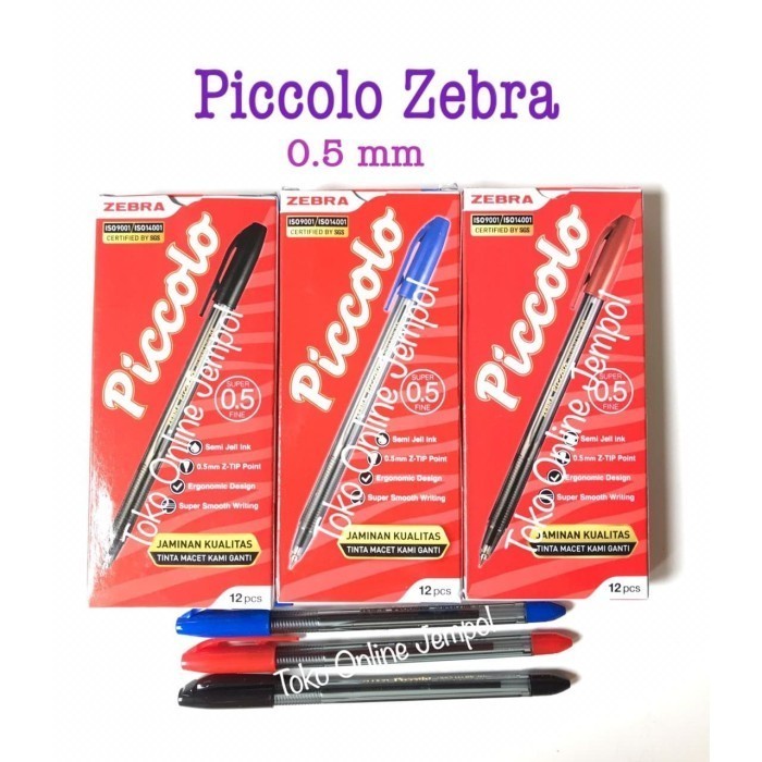 

Terbaru[ATK] 12pcs 0.5 Pulpen Piccolo Zebra Pen Picollo Pen 0,5 Picolo ATK0890ZB - Hitam