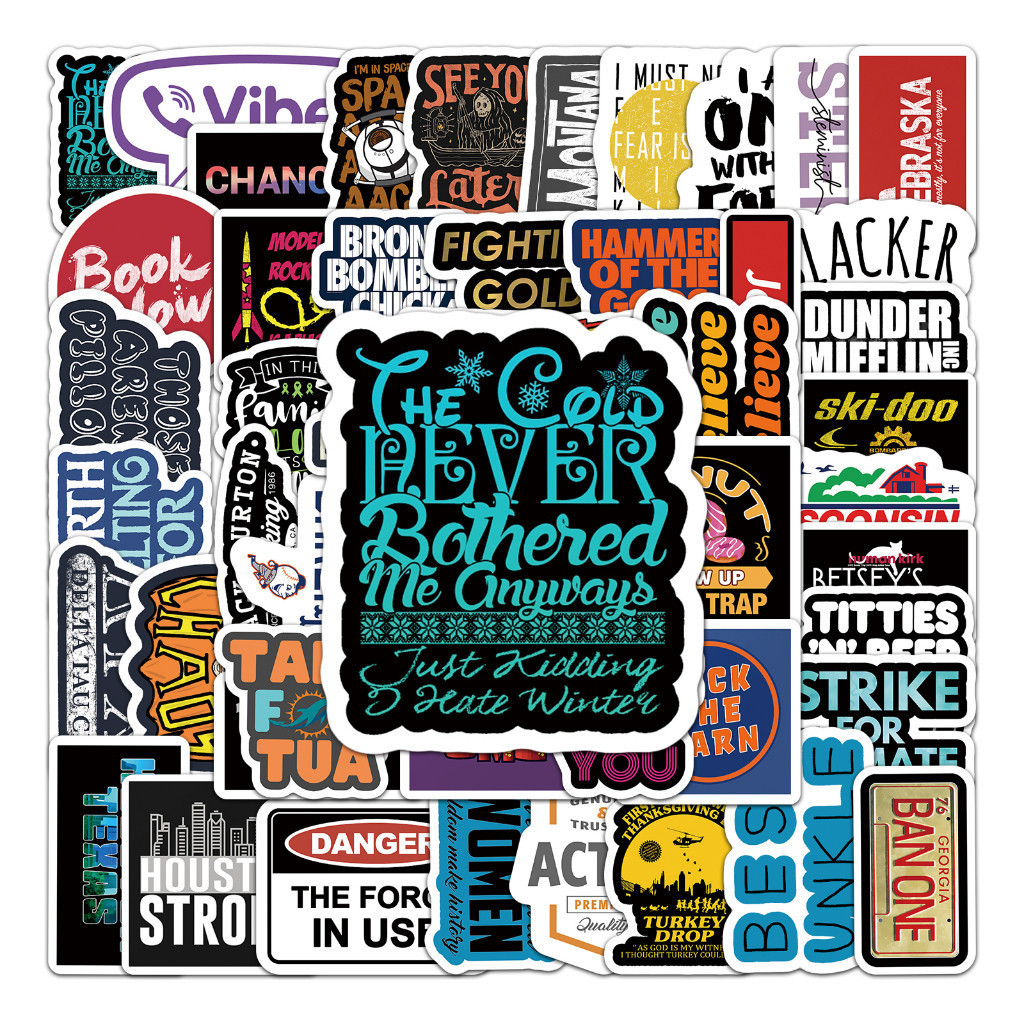 

Sticker Pack vinyl isi 50 - 100 pcs | anti air varian ALPHABET | glossy matte | laptop helm tumbl koper Stiker