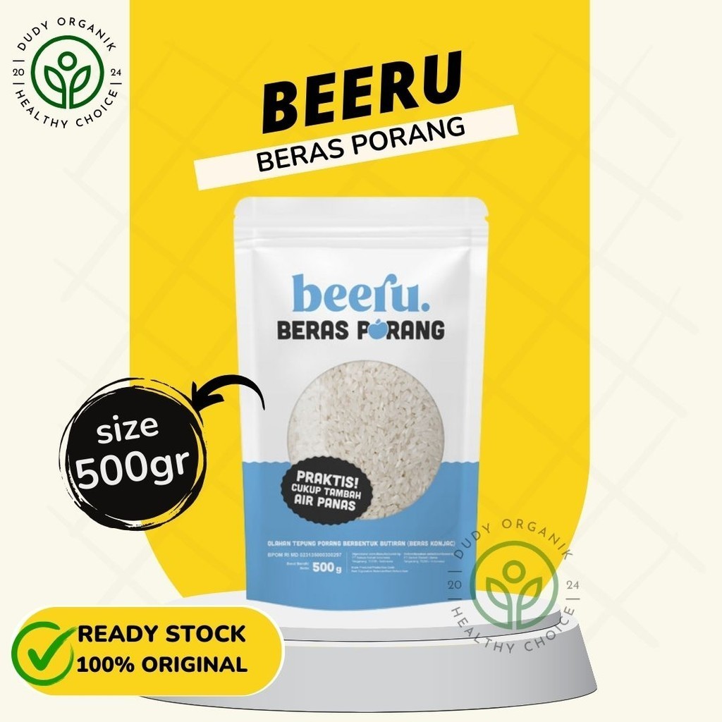 

Beeru Beras Porang Pouch 500 gram - Shirataki Konjac Rice