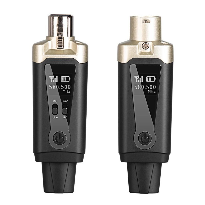 promo Wireless Microphone System XLR Mic Converter Adapter UHF Automatic Transmitter Setup For Conde