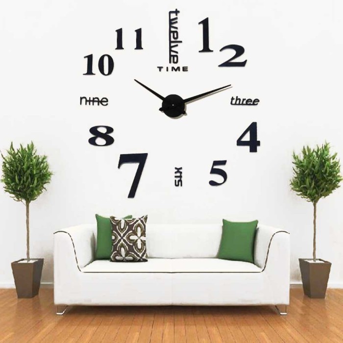 Jam Dinding Besar Tempel 3D Dekorasi DIY Giant Wall Clock 80 sd120 cm - MR 101