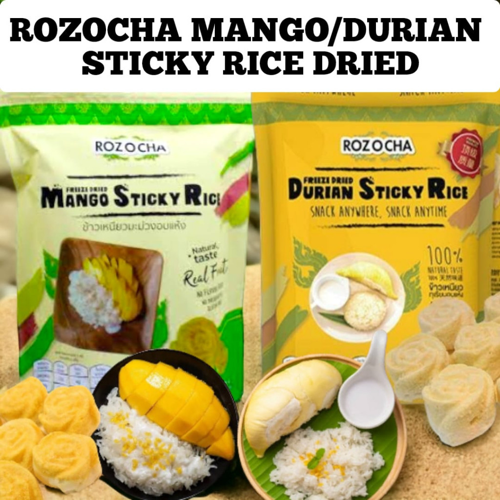 

Rozocha Mango Durian Sticky Rice Dried Snack Makanan Dorkbua Thailand