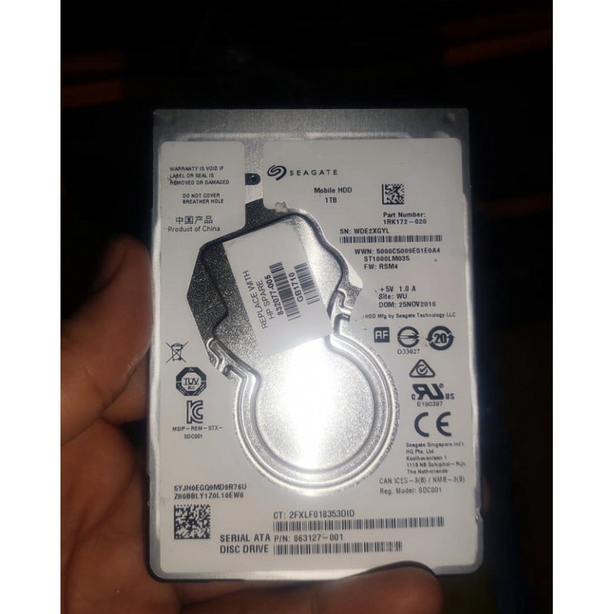 Seagate Mobile HDD 1TB ST1000LM035-1RK172 FW SDM4 Sentinel 100% - RSM4