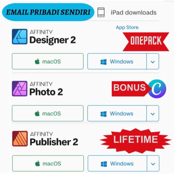 [ORIGINAL] Affinity V2 Publisher Photo Designer Lifetime | Pakai Email pribadi sendiri