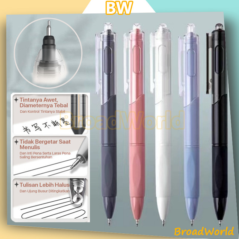 

BW Gel Pen Pulpen Gel Retractable 4 Warna 0.5mm 1 PCS/Pena Hitam Pena Netral Cepat Kering