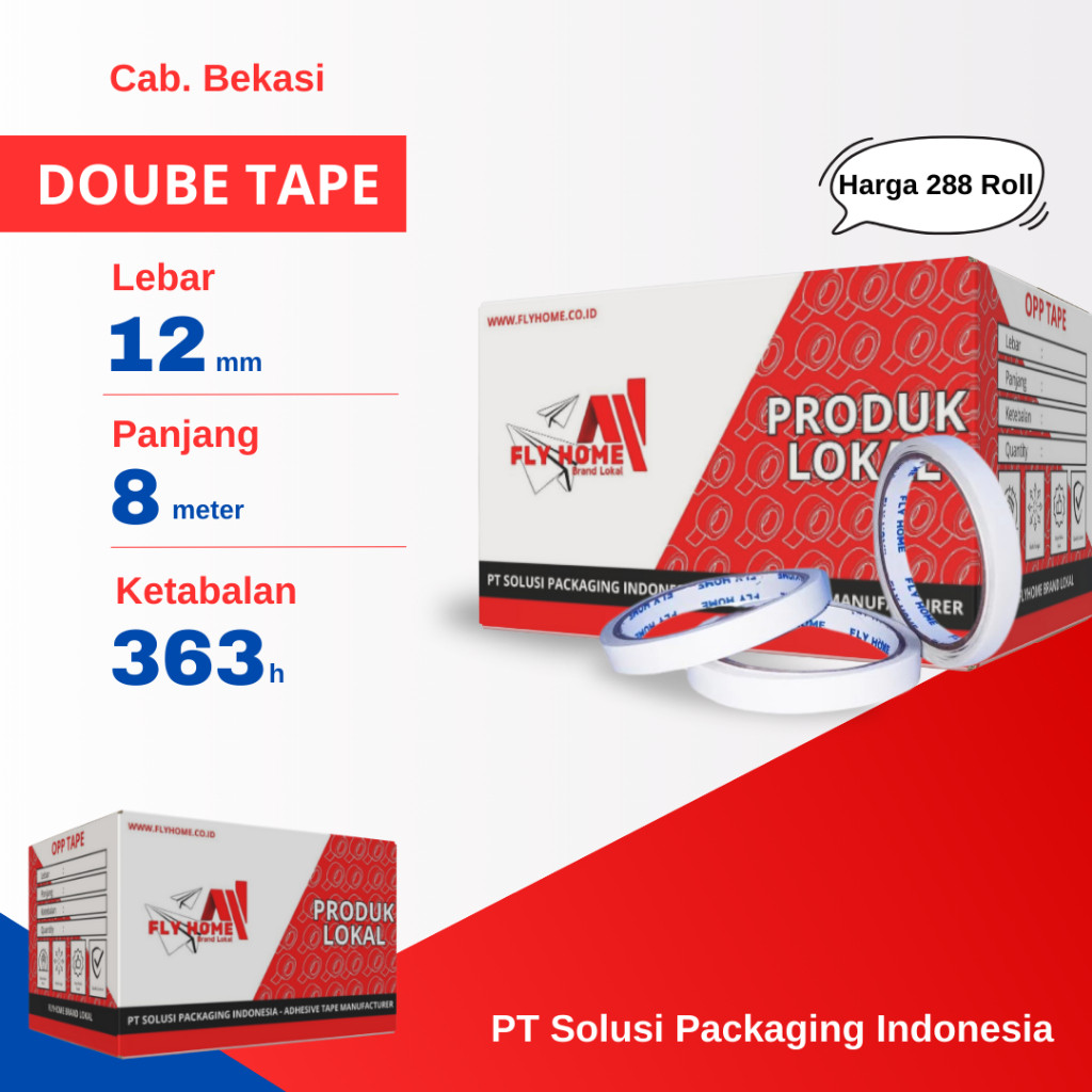 

FLYHOME 1Dus Double Tape 12x8M 1/2inchi Hotmell 8meter CARGO