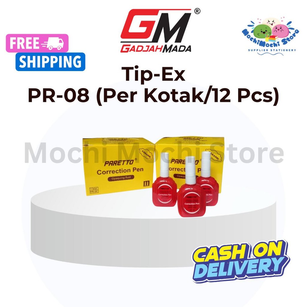 

PER KOTAK/12 PCS Tipex Paretto PR-08 | TipX | Tip-Ex | Tipx | Correction Pen | Tipex Cair Stationery