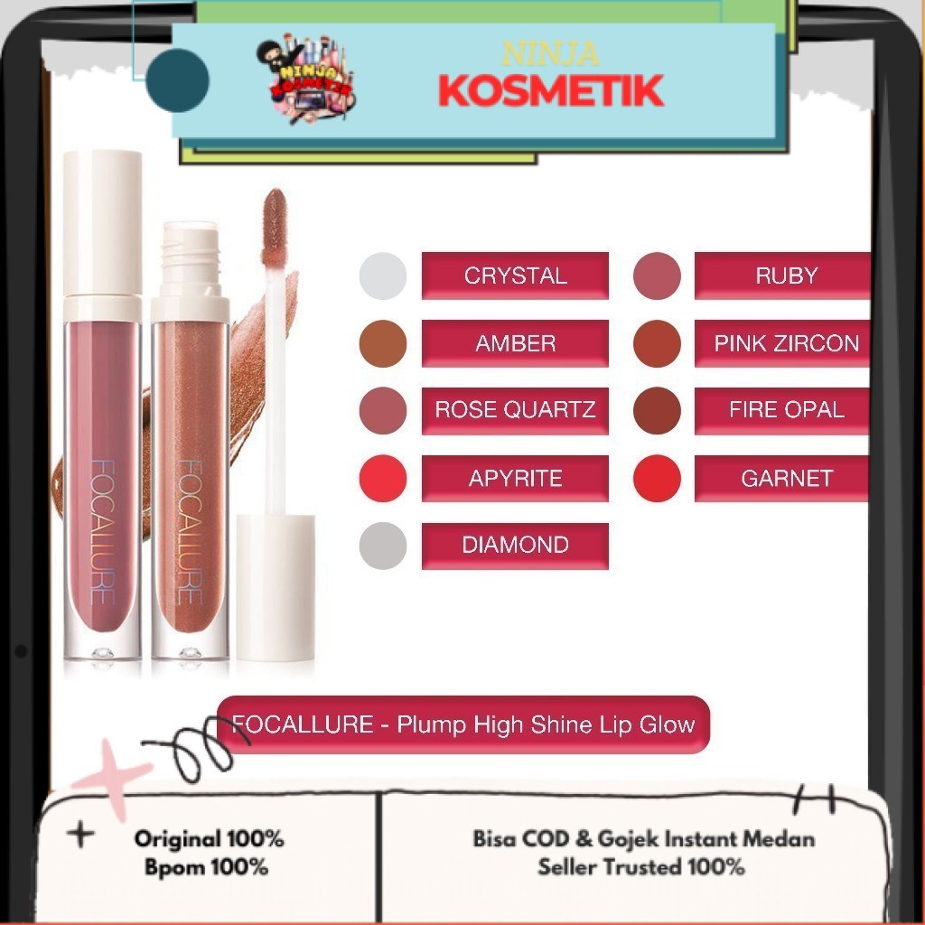 FOCALLURE - PLUMP HIGH SHINE LIP GLOW ( FA-153 ) - Plumpmax Lip Gloss Shimmer Glossy Makeup Lipgloss