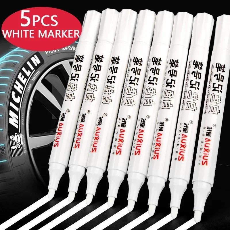 

5 Pack White Comics Waterproof Marker Tire Marker Permanent Marker Painting Supplies Stationery Office Supplies