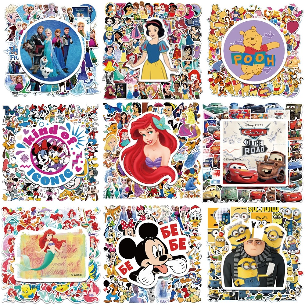 

Stiker Pack Koleksi Animasi Disney Princess Ai Bai Snow Mickey Mermaid Little Yellow Man Untuk Papan Luncur/buku Harian/laptop/sticker Helm Tahan Air Vinil/hp Casing