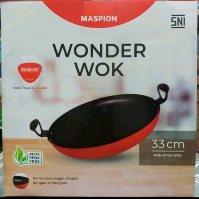 Wajan Maspion Wonder Wok Kwali Penggorengan Anti Lengket 33 Cm