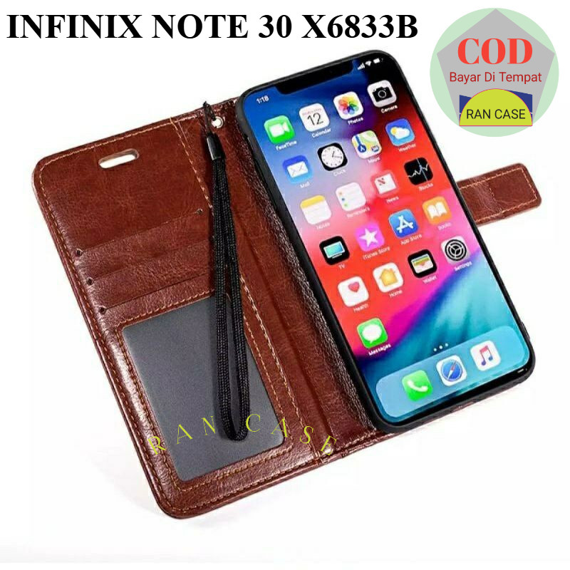 CASE INFINIX NOTE 30 X6833B LEATHER CASE SARUNG HP DOMPET KULIT FLIP COVER KESING HEADPHONE TERMURAH
