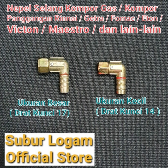 AG28 Nepel Sambungan Selang Untuk Kompor Tanam Gas Rinnai Getra Suggo dll - Kecil (Drat 14)