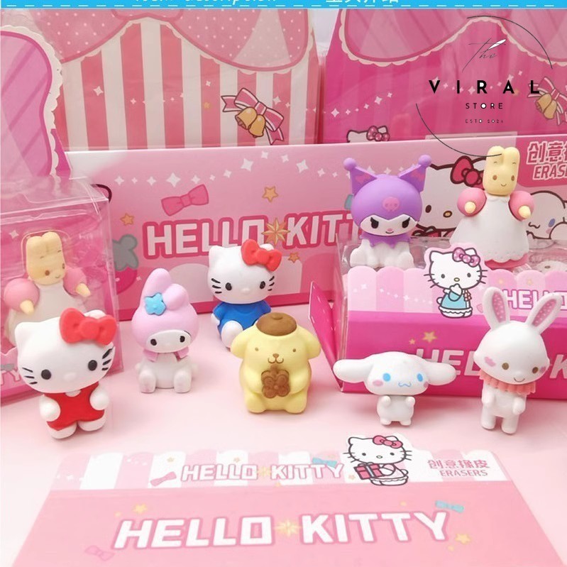

HYPE N FANCY Karet Penghapus Setip Miniatur Sanrio Premium 1 Set isi 4 Figurine Eraser Mewah Cinnamoroll Kuromi