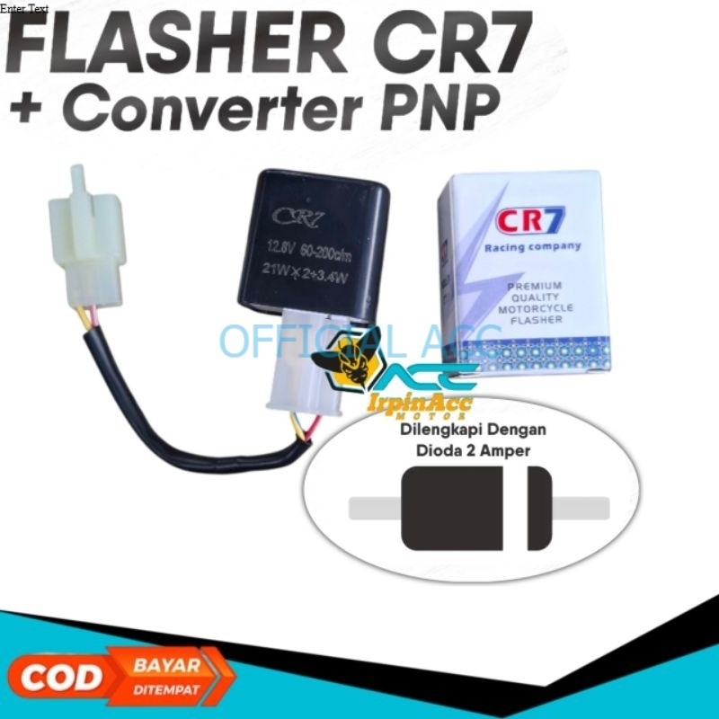 Flasher CR7 Plus Soket Konverter Dengan Dioda - Untuk Motor NMAX AEROX LEXI PCX VARIO LED NEW