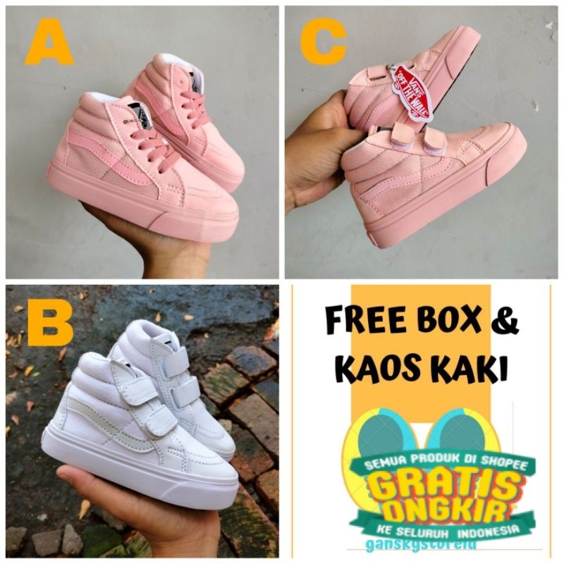 SEPATU VANS ANAK SK8 PINK PREMIUM HIGH QUALITY SEPATU ANAK PEREMPUAN KADO KIDS/ marun maroon merah b