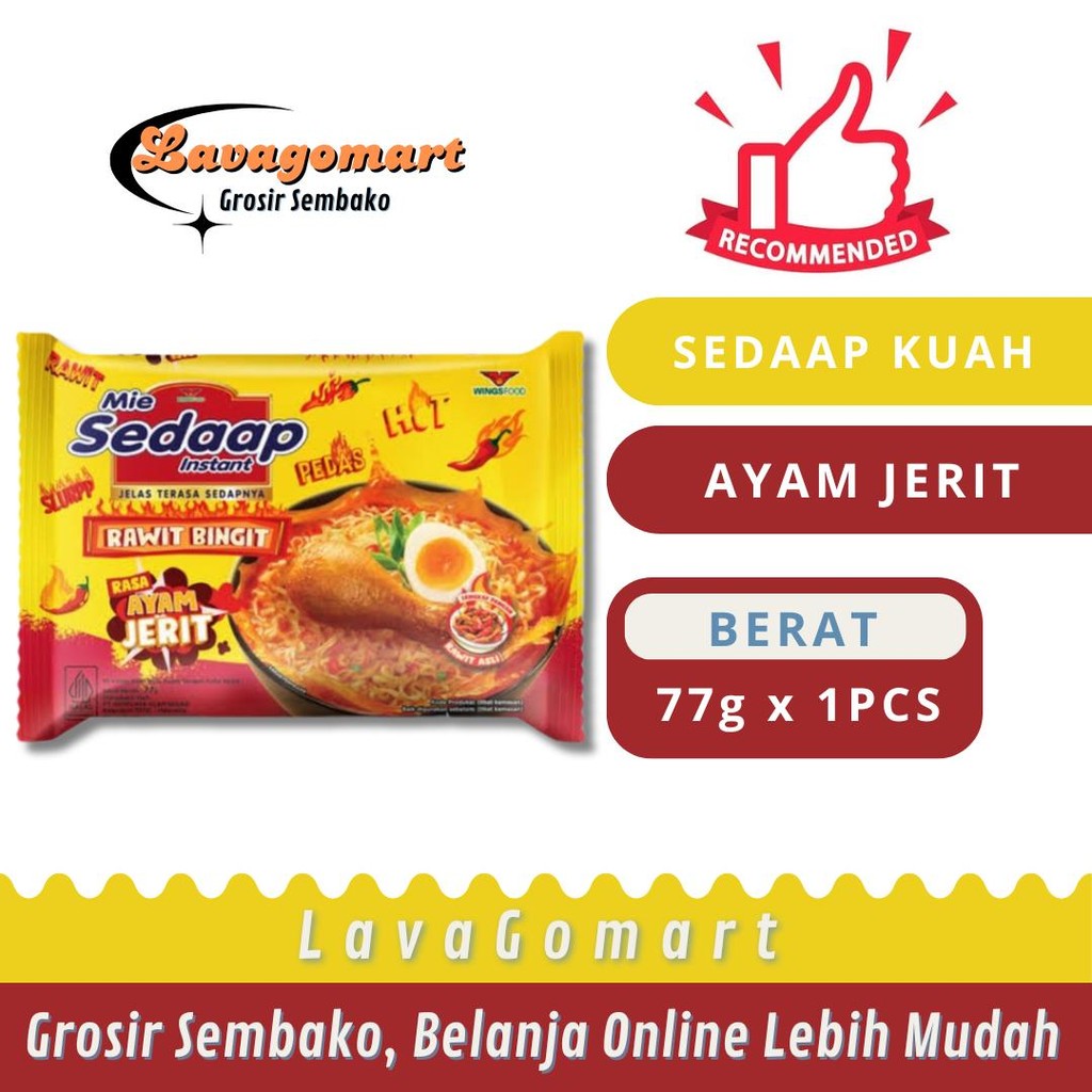 

SEDAAP MIE KUAH AYAM JERIT 77g - 1 PCS - LAVAGOMART - BANDUNG