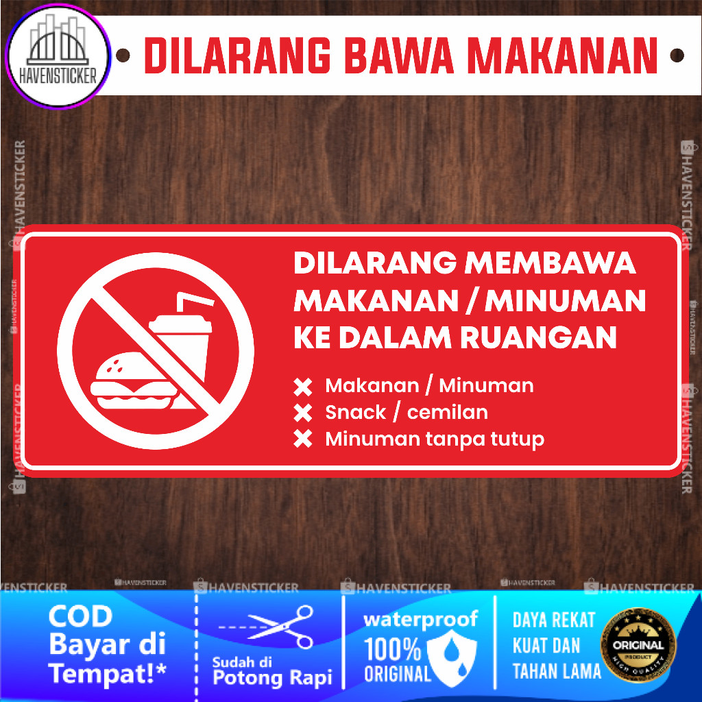 

Stiker Dilarang Membawa Makanan / Minuman Ke Dalam Ruangan Laminasi Kilat