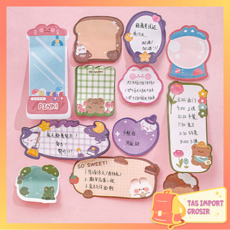 

TAS - S6268 Tempelan Kertas Catatan Motif Karakter / Memo Stick Stationery Cute / Sticky Notes Kartun / Sticky Notes Lucu 3 in 1