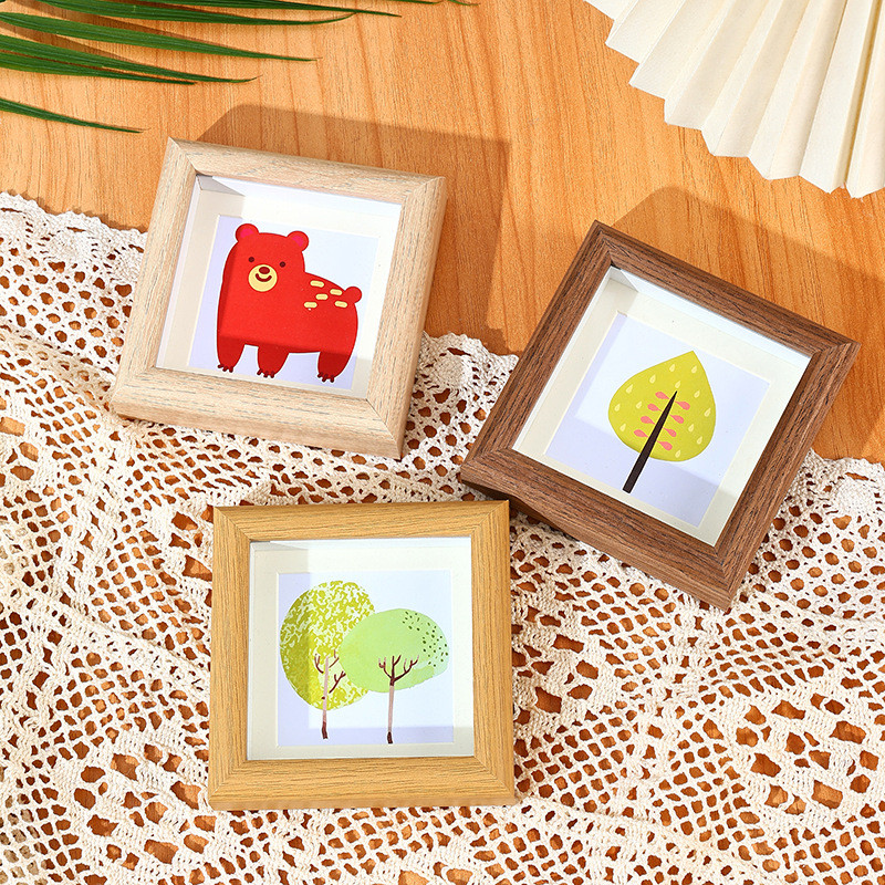 

4inch Mini Square Frame Oil Painting Stick Mounting Picture Frame DIY Table Decoration