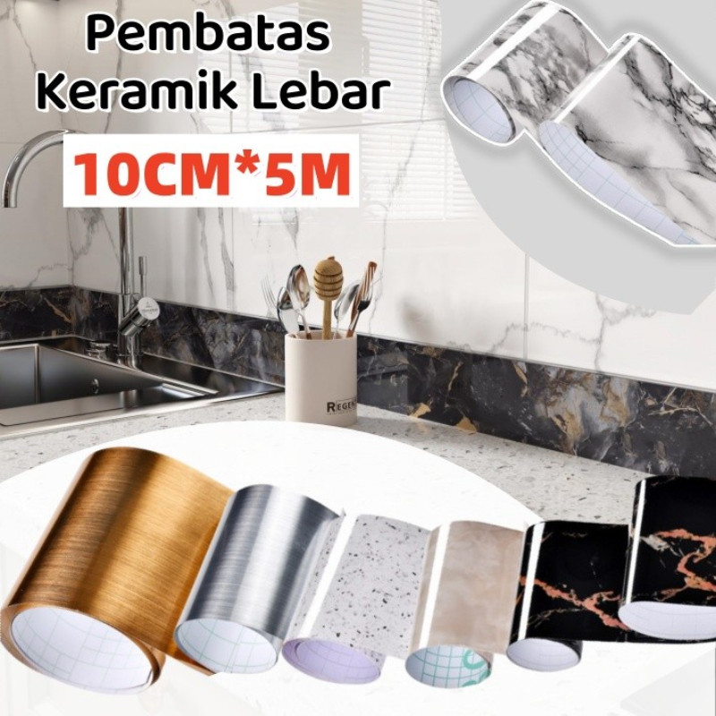 10CM*5M Stiker List Gulungan Stiker Pembatas Keramik Lebar Lis Tembok Dinding Bawah Gulungan Stiker
