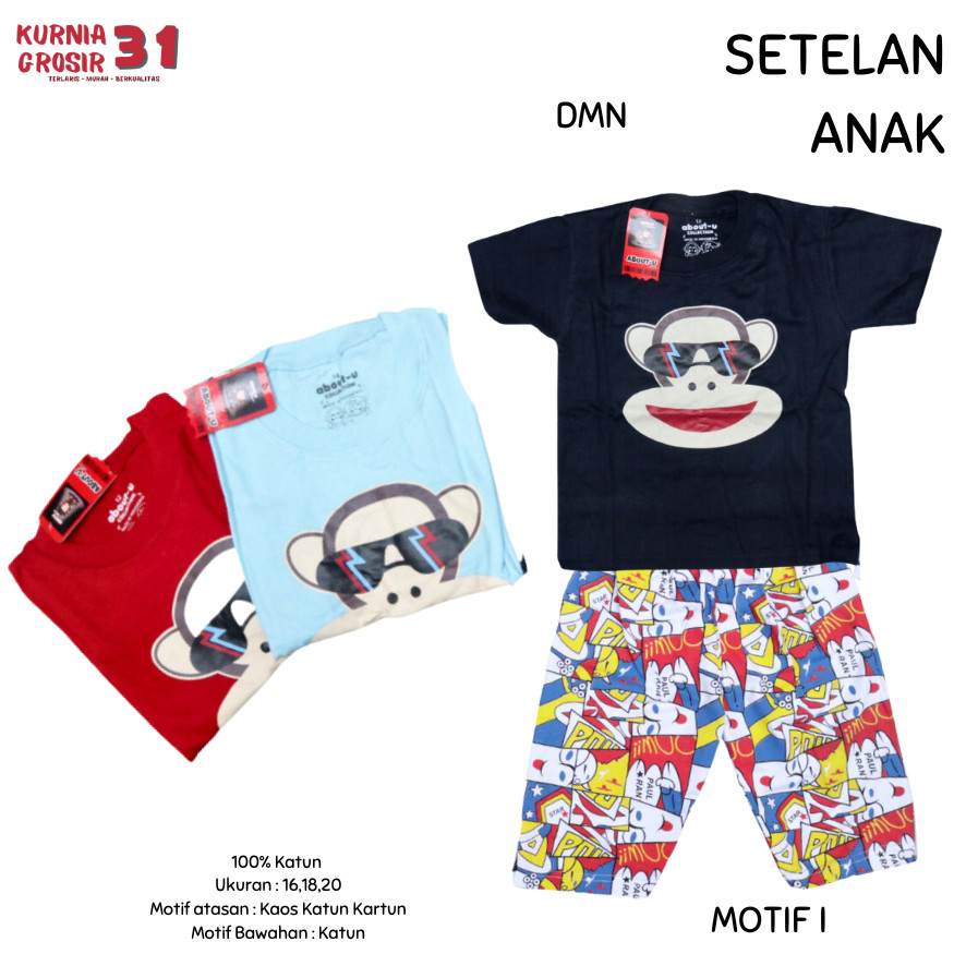 Setelan Anak DOMINO Motif I / Baju Anak Usia 3-12 Th / Setelan Anak Lebaran Natal Tahun Baru  ukuran