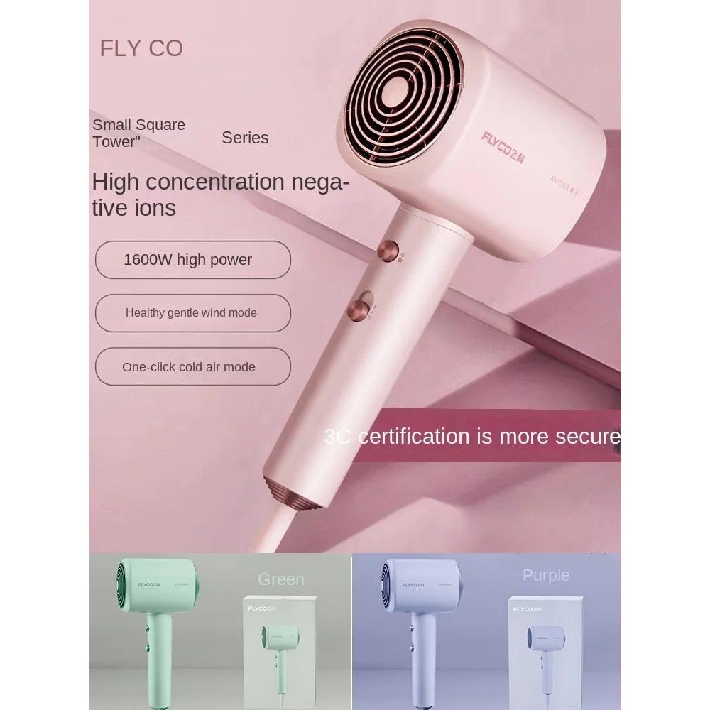 FLY CO Hair Dryer Household Negative Ion Hair Care Big Wind Power Hair Dryer 2023 New Style