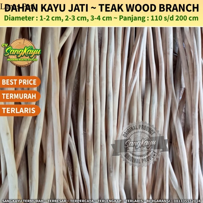 

Teak Wood Branch 150 cm dahan ranting kayu jati macrame craft dekorasi - 1 - 2 cm, 110 cm XD2