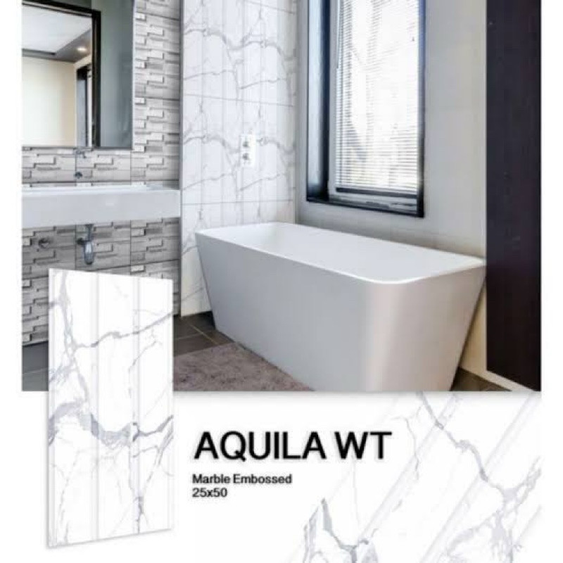 KERAMIK DINDING UNO AQUILA WHITE 25x50 / KERAMIK DINDING MOTIF MINIMALIS GARIS / KERAMIK DINDING UNO