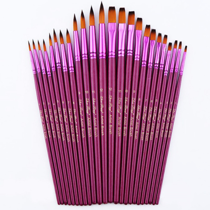 

12pcs Paint Brushes Set Professional Paint Brush Round Pointed Tip Nylon Hair Acrylic Brush for Acrylic Watercolor Oil Painting