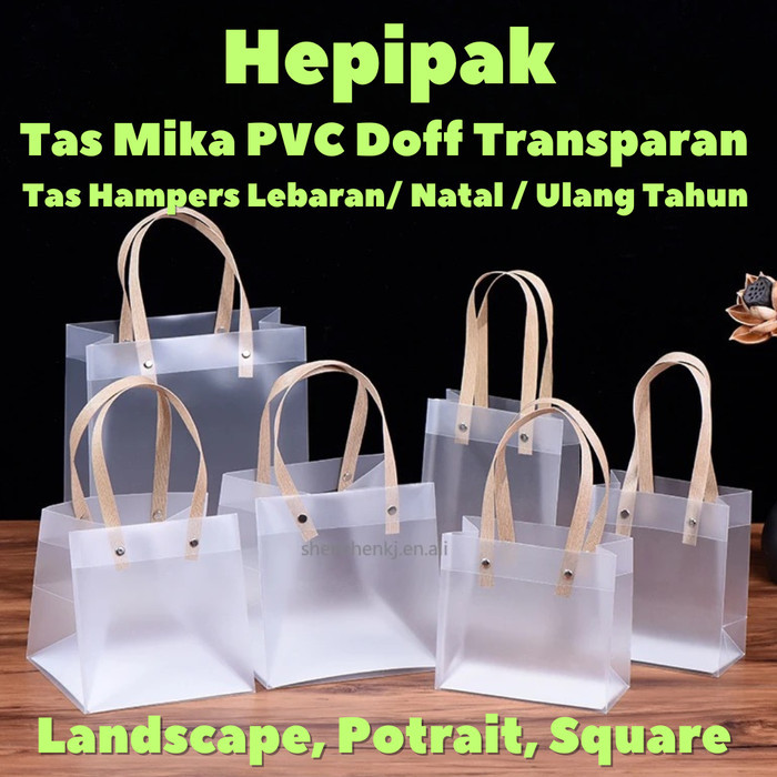 

( 10pcs ) Goodie Bag Doff Transparan Hampers bag Premium - Cokelat, 12x12x12