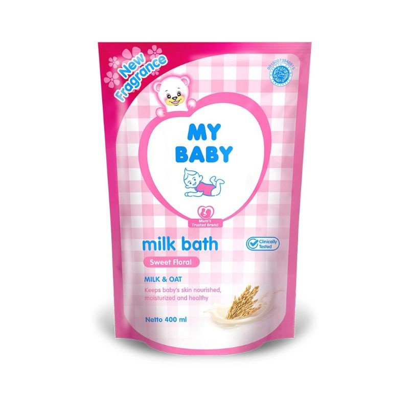 MY BABY Milk Bath Sweet Floral 400ml Refill Sabun Cair Bayi Susu & Gandum My Baby Sabun Mandi Bayi 2